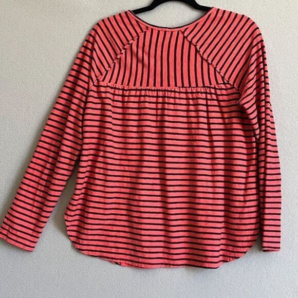 Cut Loose Long Sleeve Top XS Striped Red/Navy Ruched Back Nautical Lagenlook - Picture 3 of 12